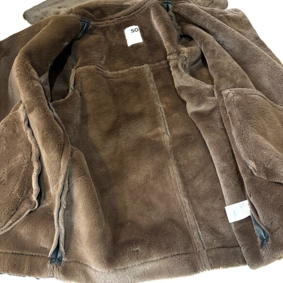 SO Faux Leather and Fur Moto Flight Aviator Bomber Jacket - Picture 9 of 14